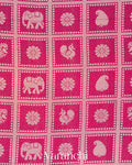 Rani Pink Checkered Brocade Pure Chiniya Silk Saree