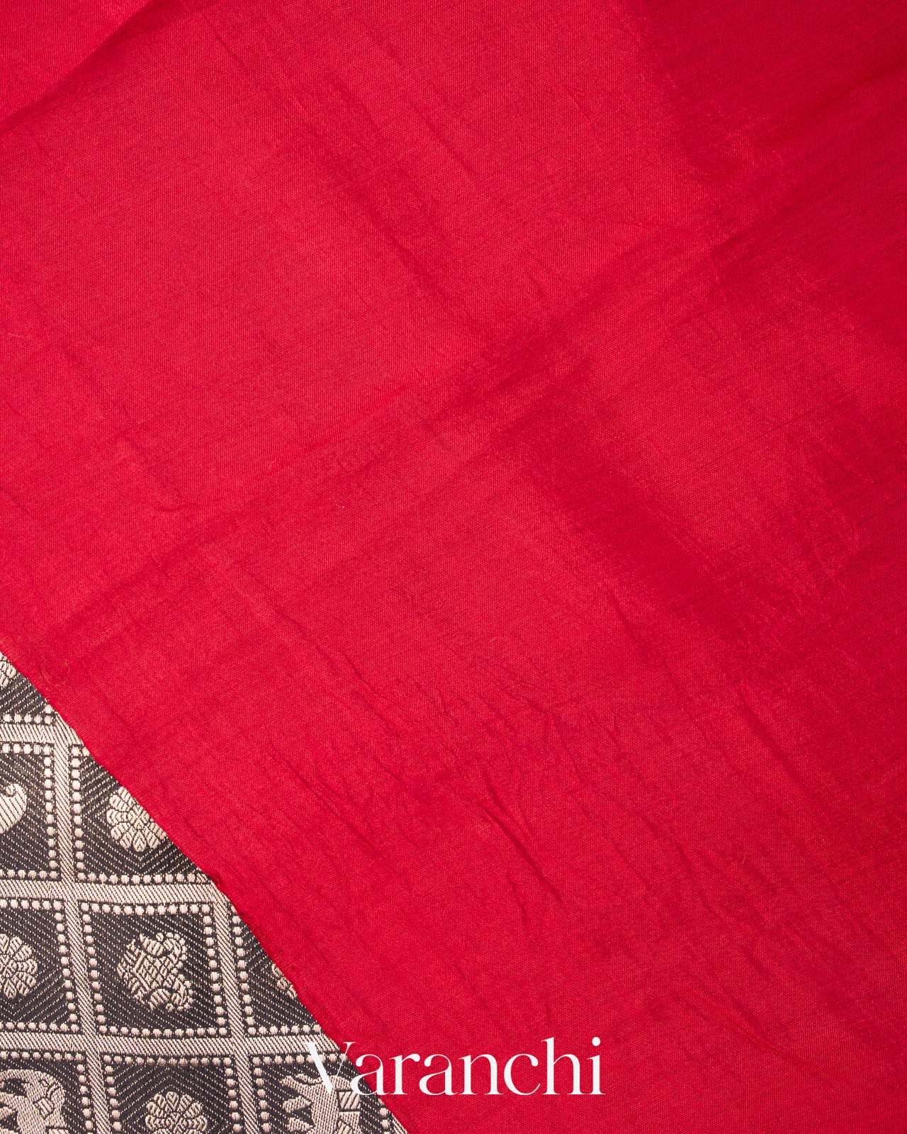 Black Checked Brocade Pure Chiniya Silk Saree