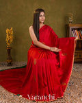 Chilly Red Pure Raw Silk Handloom Saree