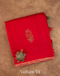 Chilly Red Pure Raw Silk Handloom Saree