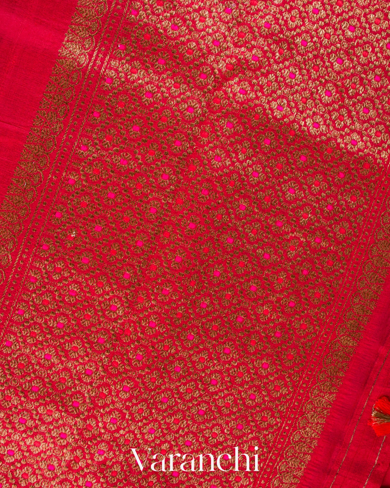 Chilly Red Pure Raw Silk Handloom Saree