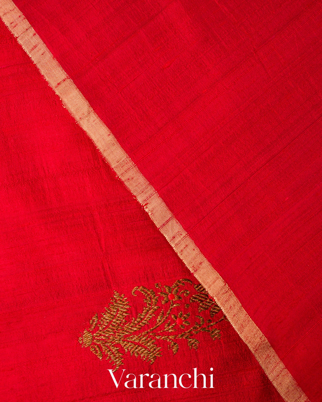 Chilly Red Pure Raw Silk Handloom Saree