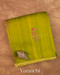 Moss Green Borderless Pure Raw Silk Handloom Saree