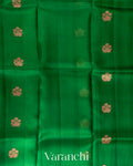Emerald Green Pure Kora Silk Saree