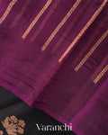 Jet Black Pure Kora Silk Saree