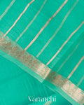 Aqqua Green Ombre-dyed Pure Kora Silk Saree