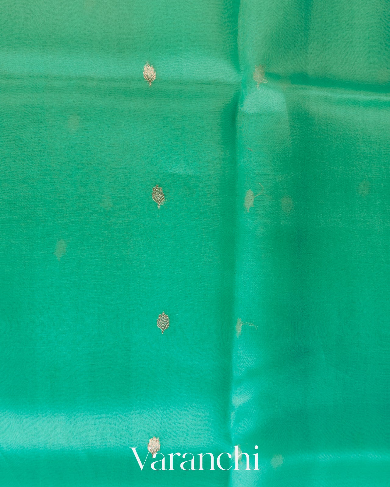 Aqqua Green Ombre-dyed Pure Kora Silk Saree
