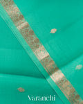 Aqqua Green Ombre-dyed Pure Kora Silk Saree