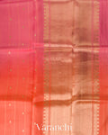 Coral Ombre-dyed Pure Kora Silk Saree