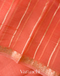 Coral Ombre-dyed Pure Kora Silk Saree