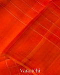 Tangerine Orange Checkered Pure Kora Silk Saree