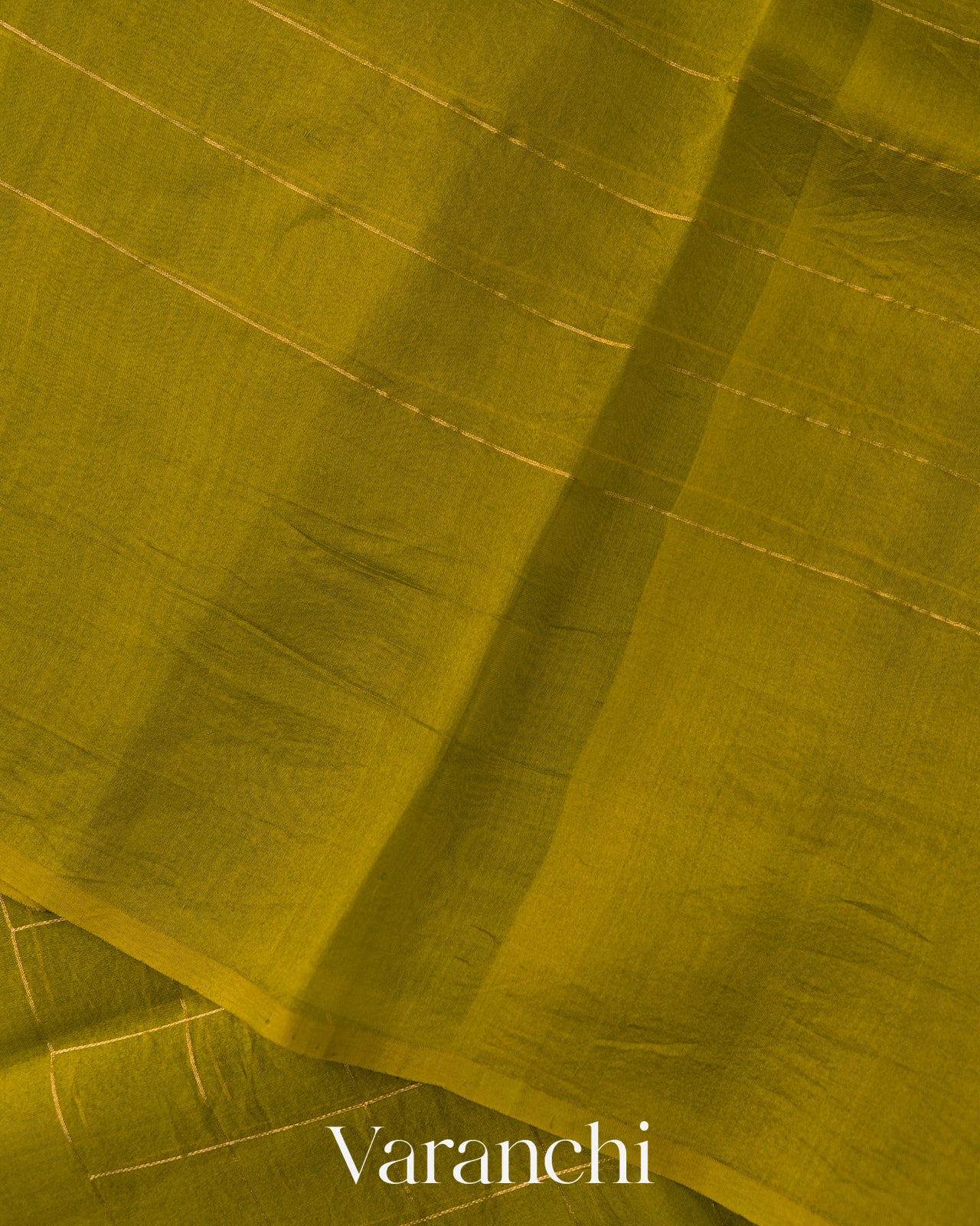 Mehendi Green Checkered Pure Kora Silk Saree