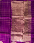 Royal Purple Checkered Pure Kora Silk Saree