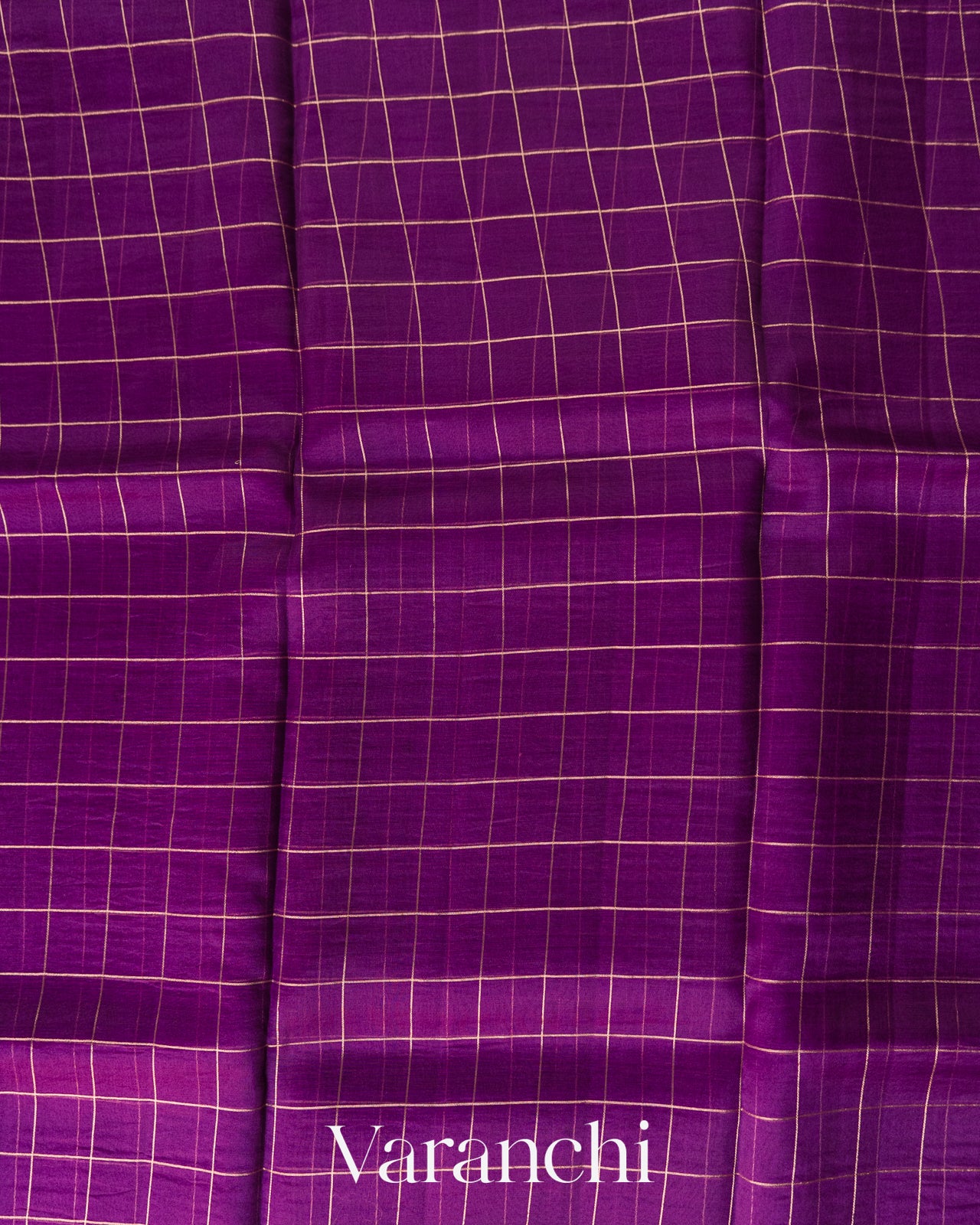 Royal Purple Checkered Pure Kora Silk Saree