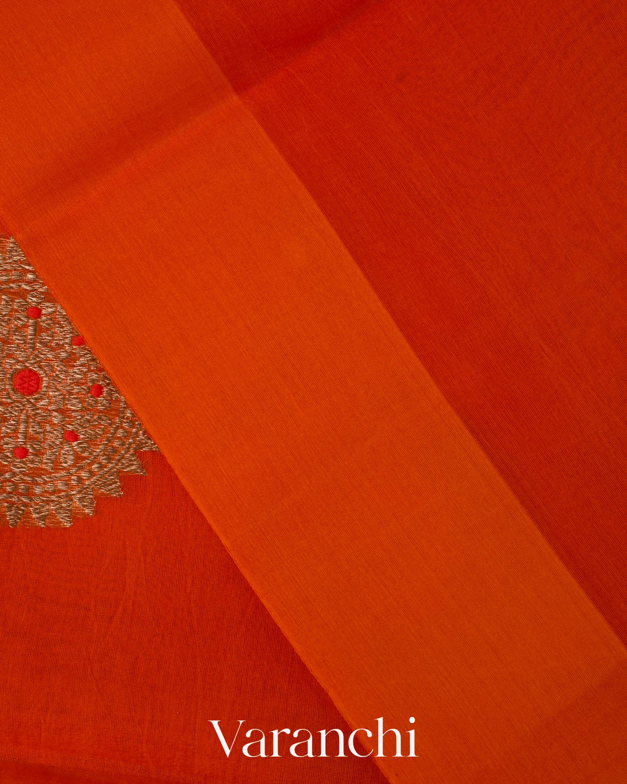 Tangerine Orange Pure Kora Silk Handloom Saree