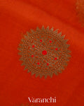 Tangerine Orange Pure Kora Silk Handloom Saree