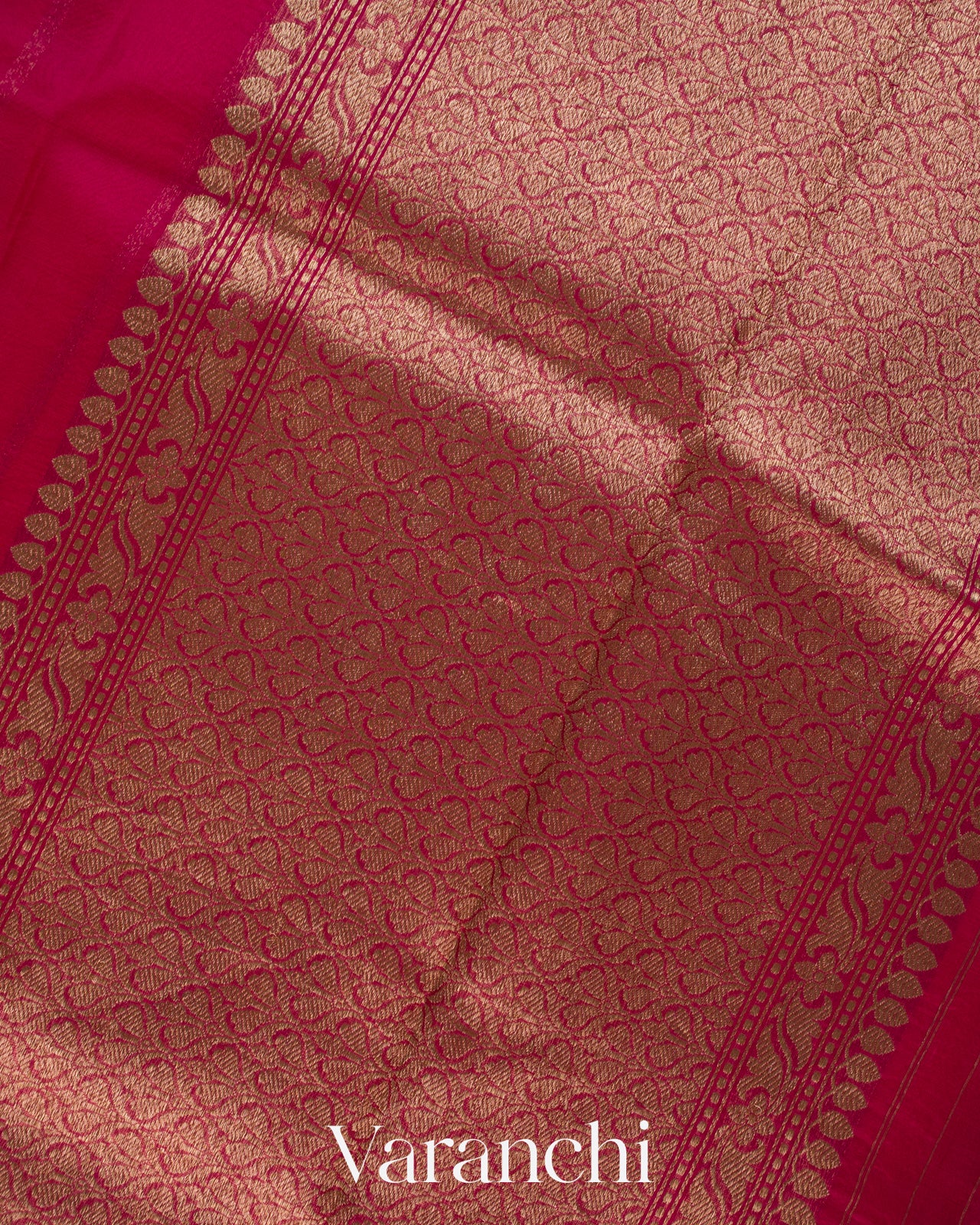 Rani Pink Pure Kora Silk Handloom Saree
