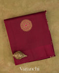 Maroon Embroidered Butta Pure Kora Silk Handloom Saree
