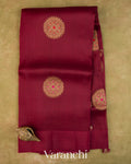 Maroon Embroidered Butta Pure Kora Silk Handloom Saree