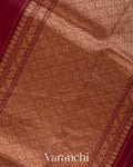 Maroon Embroidered Butta Pure Kora Silk Handloom Saree