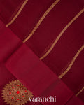 Maroon Embroidered Butta Pure Kora Silk Handloom Saree