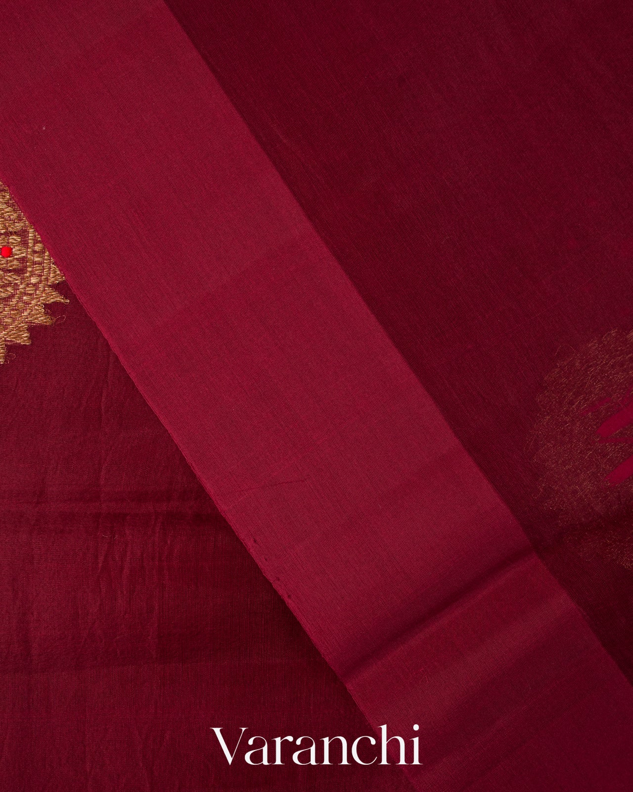 Maroon Embroidered Butta Pure Kora Silk Handloom Saree