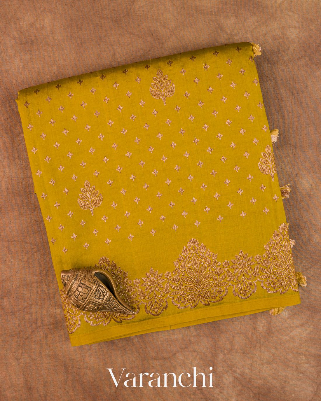 Olive Green Pure Chiniya Silk Saree