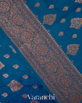 Peacock Blue Pure Chiniya Silk Saree