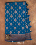 Peacock Blue Pure Chiniya Silk Saree