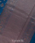 Peacock Blue Pure Chiniya Silk Saree