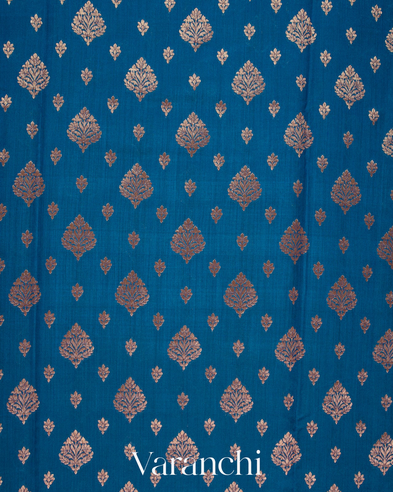 Peacock Blue Pure Chiniya Silk Saree