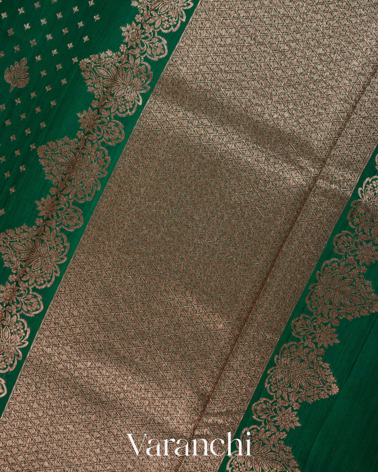 Bottle Green Pure Chiniya Silk Saree