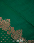 Bottle Green Pure Chiniya Silk Saree