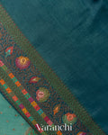 Teal Blue Pure Chiniya Silk Saree