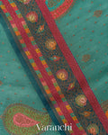 Teal Blue Pure Chiniya Silk Saree