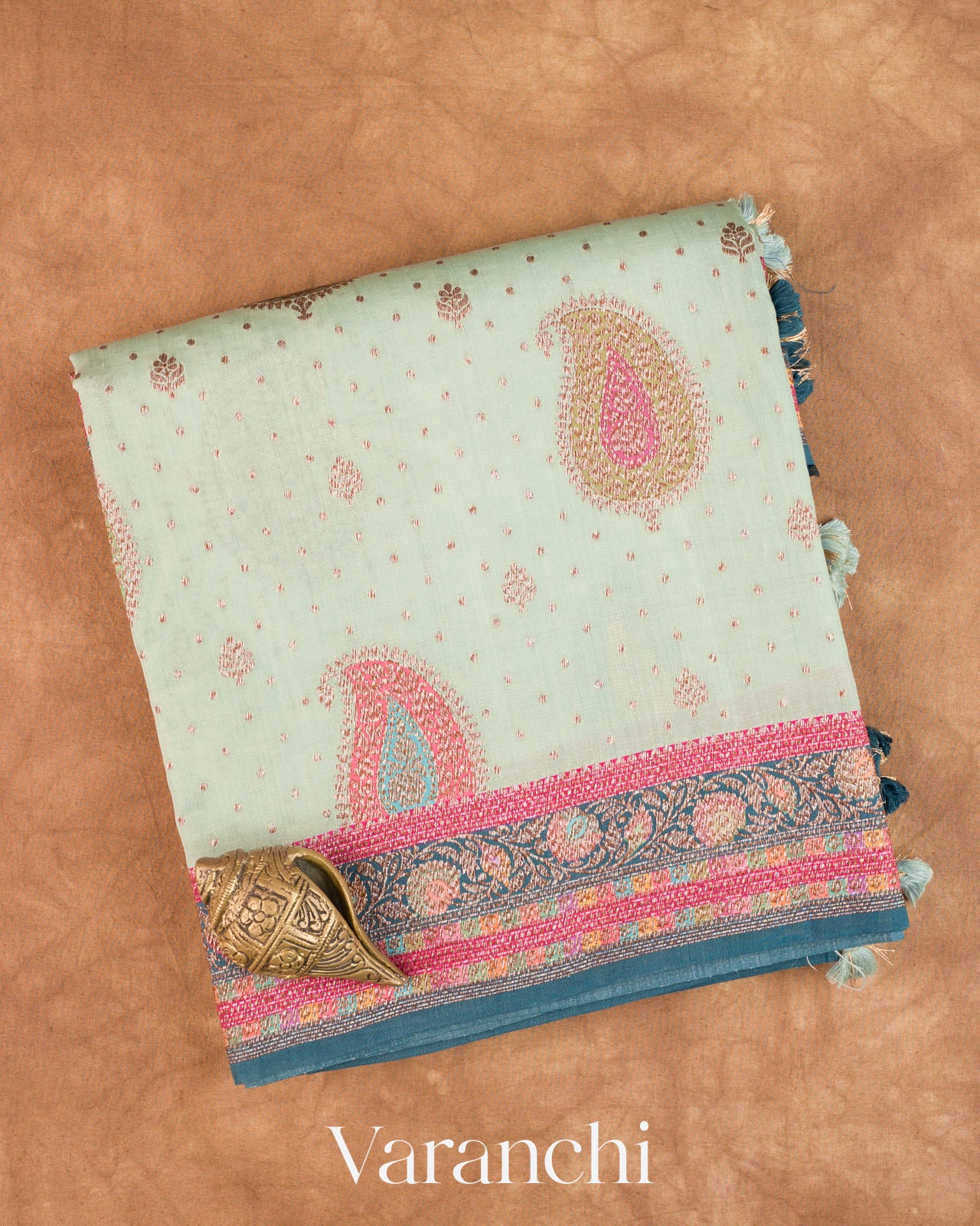 Mint Green Pure Chiniya Silk Saree