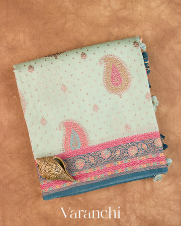 Mint Green Pure Chiniya Silk Saree
