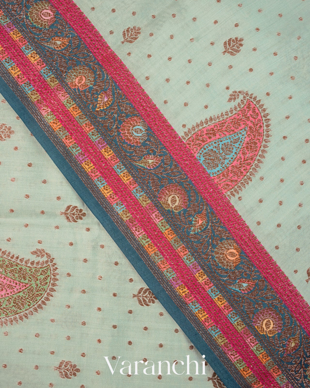 Mint Green Pure Chiniya Silk Saree