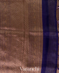 Navy Blue Brocade Pure Kora Silk Saree