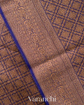 Navy Blue Brocade Pure Kora Silk Saree