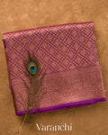 Purple Brocade Pure Kora Silk Saree