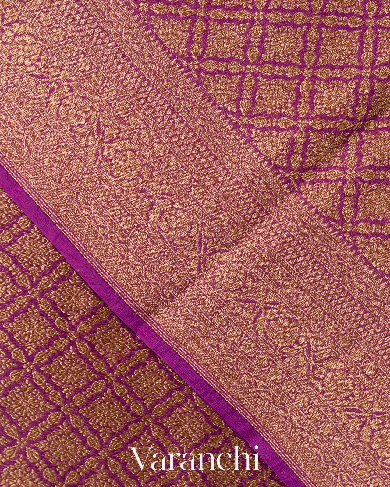 Purple Brocade Pure Kora Silk Saree