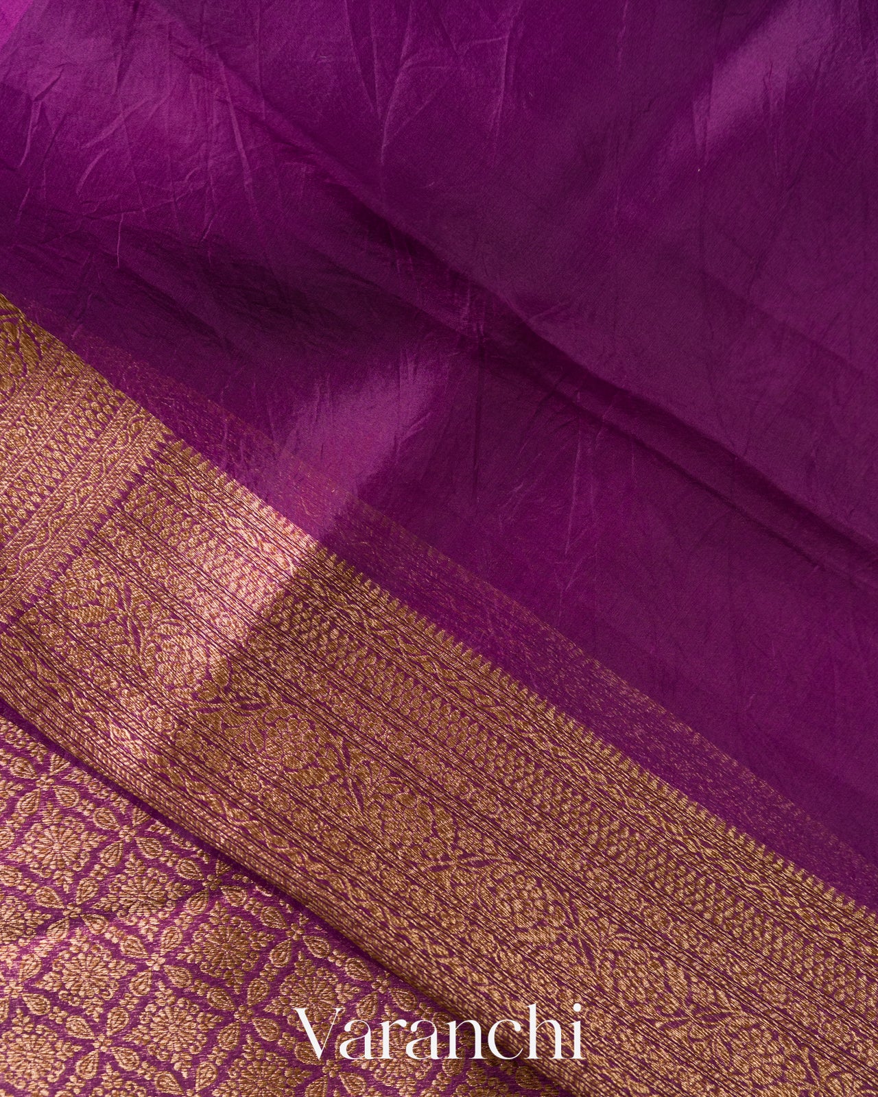 Purple Brocade Pure Kora Silk Saree