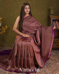 Purple Brocade Pure Kora Silk Saree