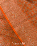 Rust Orange Brocade Pure Kora Silk Saree