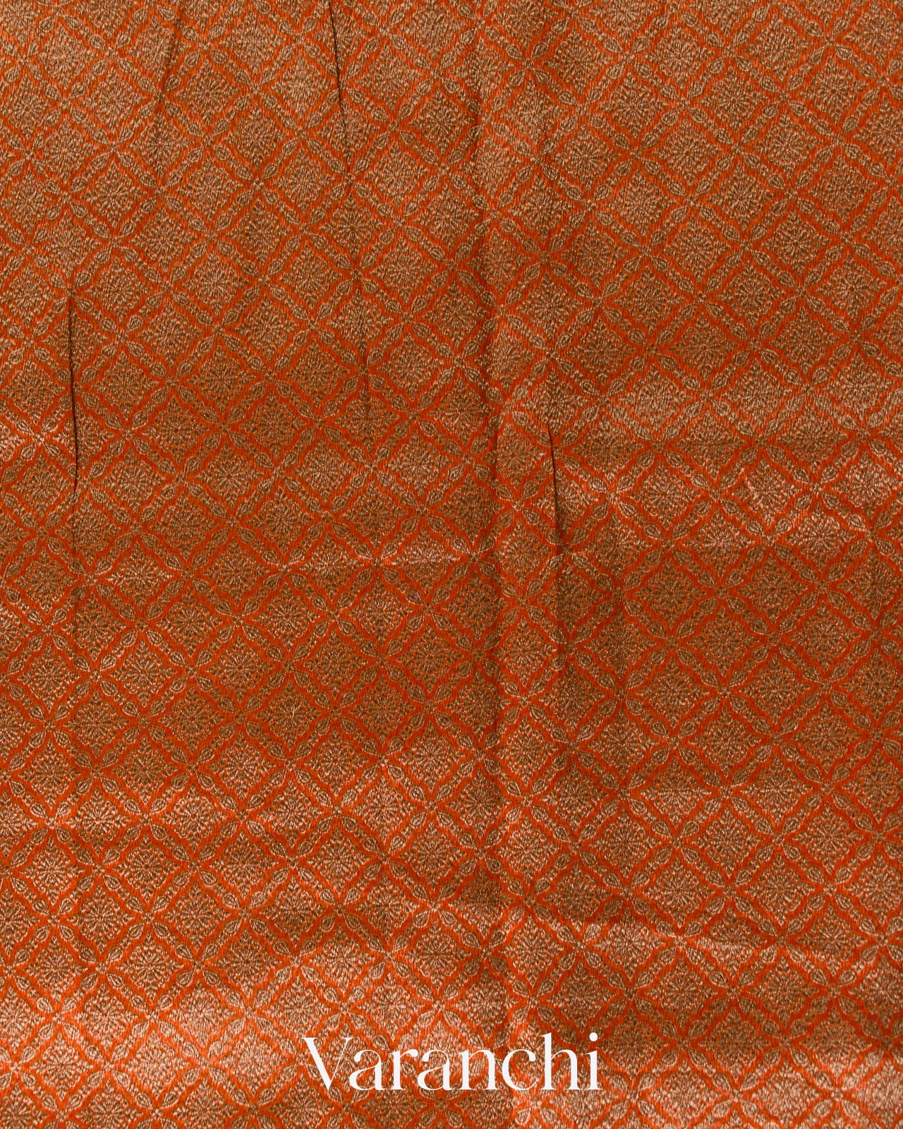 Rust Orange Brocade Pure Kora Silk Saree
