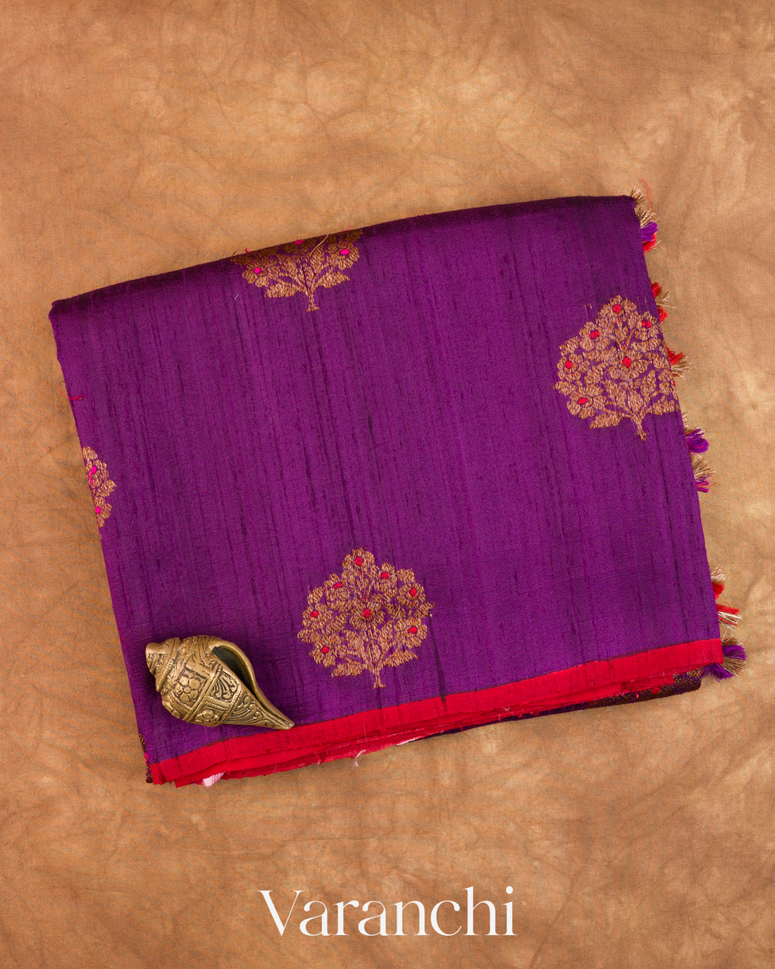 Purple Pure Raw Silk Handloom Saree