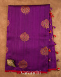 Purple Pure Raw Silk Handloom Saree