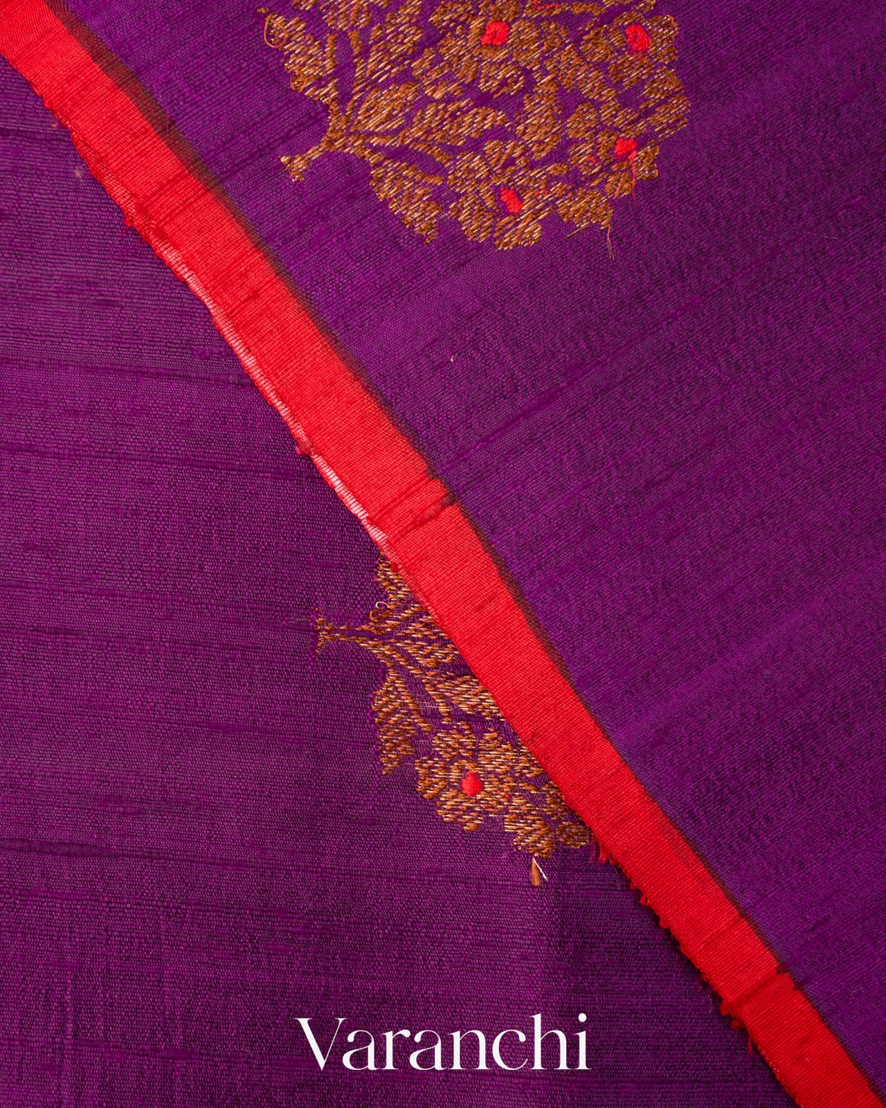 Purple Pure Raw Silk Handloom Saree