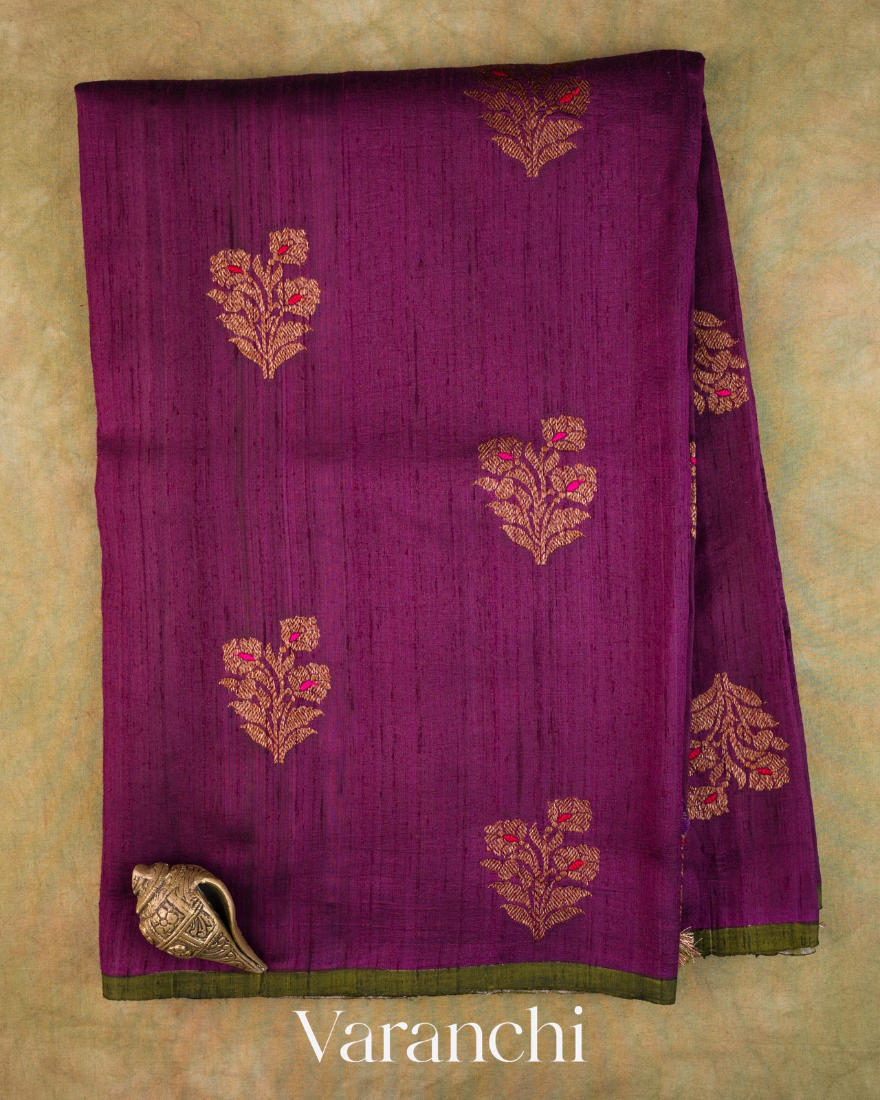 Purple Pure Raw Silk Handloom Saree